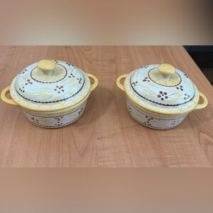 temptations bakeware presentable ovenware old world yellow Tara 2 mini bowls set